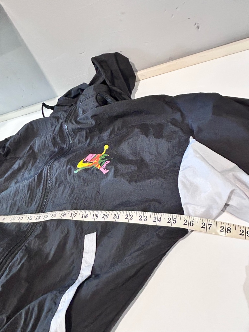 Nike Black Windbreaker Jacket with Neon Yellow, Green & Pink Graphic - Picture 12 of 16